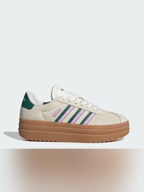 Adidas VL Bold  Platform Sneakers with Pink & Green Stripes and Gum Sole
